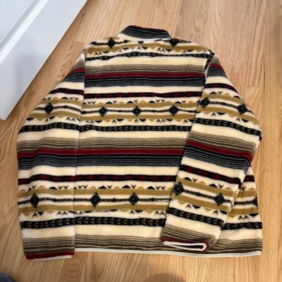 Chaps Fair Isle Print Fleece Sweatshirt Sweater NEW XL XXL Tan Black - Picture 5 of 6